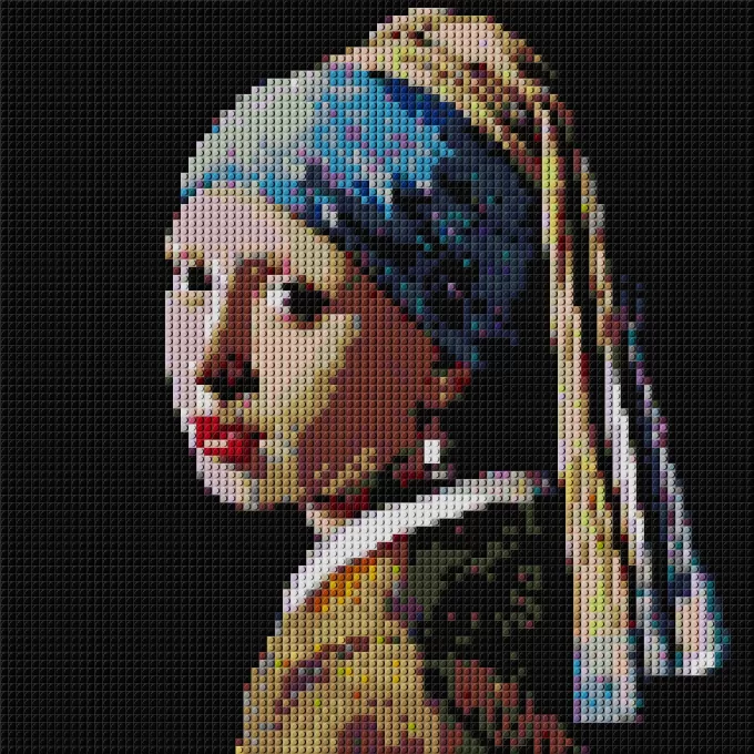 Girl With A Pearl Earring Pixel Art Brick Mosaic