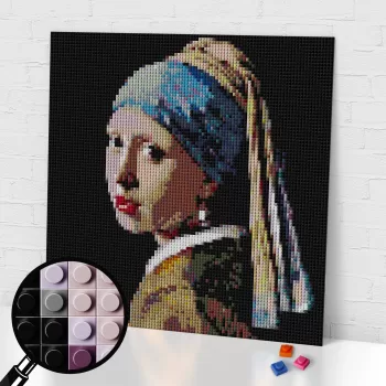 Girl With A Pearl Earring Pixel Art Brick Mosaic