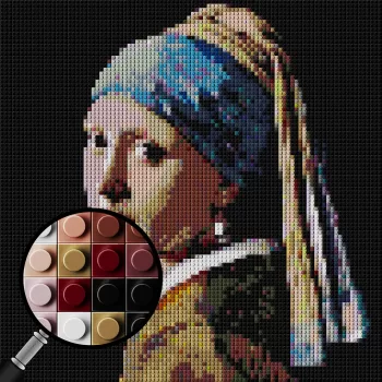 Girl With A Pearl Earring Pixel Art Brick Mosaic