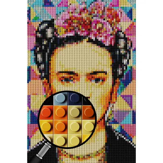 Frida Kahlo Pixel Art Brick Mosaic