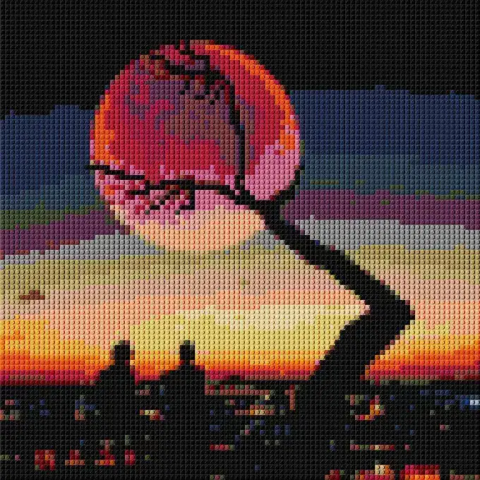 Two Lovers Under The Moon Pixel Art Brick Mosaic