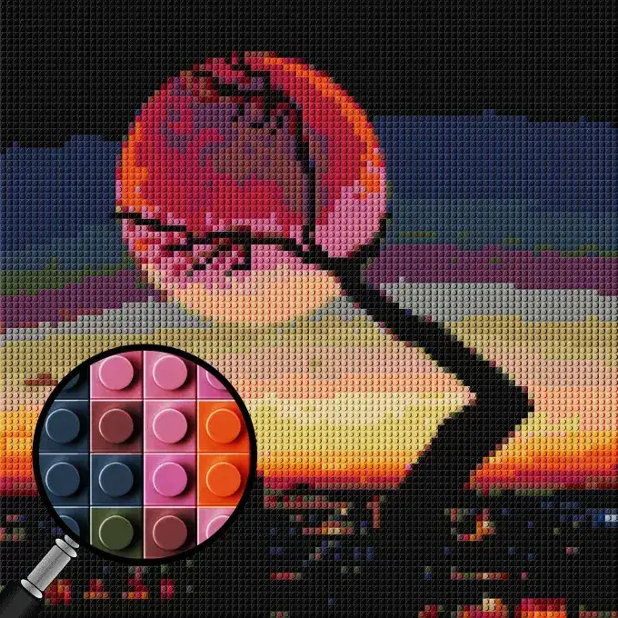 Two Lovers Under The Moon Pixel Art Brick Mosaic