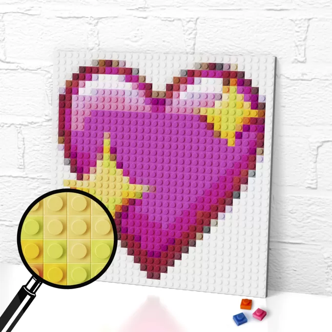 Apple Sparkling Heart Emoji Pixel Art Brick Mosaic