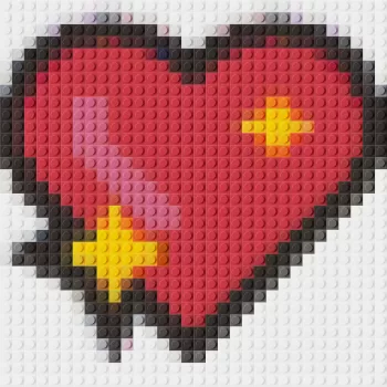 Microsoft Windows Sparkling Heart Emoji Pixel Art Brick Mosaic
