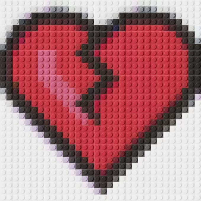Microsoft Broken Heart Emoji Pixel Art Brick Mosaic