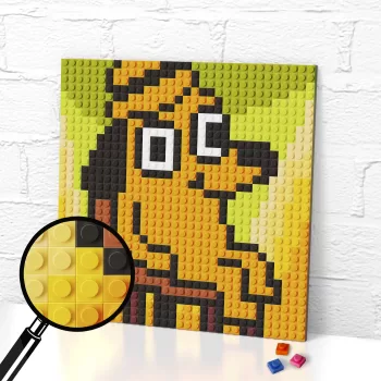 This Is Fine Meme lego pixel art render