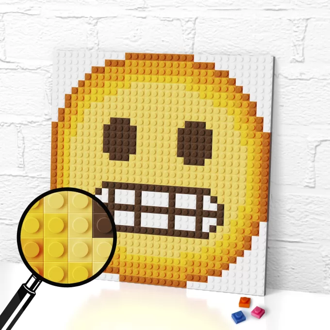 Google Grimacing Face Emoji lego pixel art render