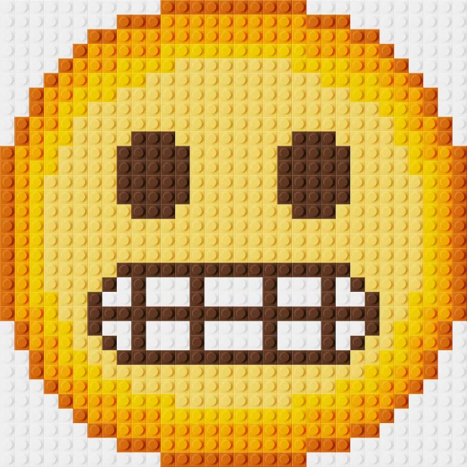 Google Grimacing Face Emoji lego pixel art
