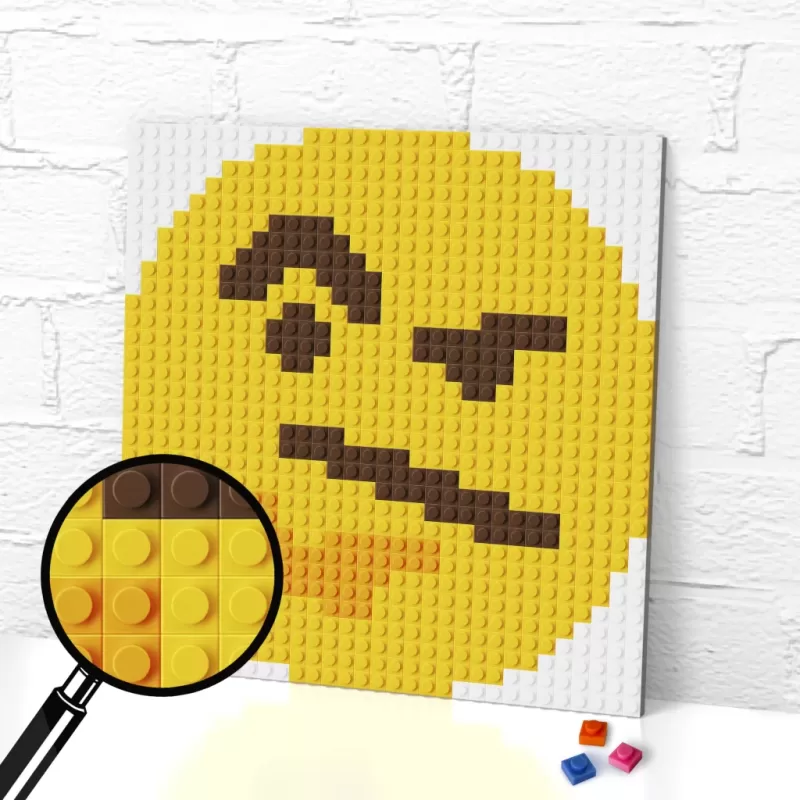 Twitter Thinking Face Emoji Pixel Art Brick Mosaic