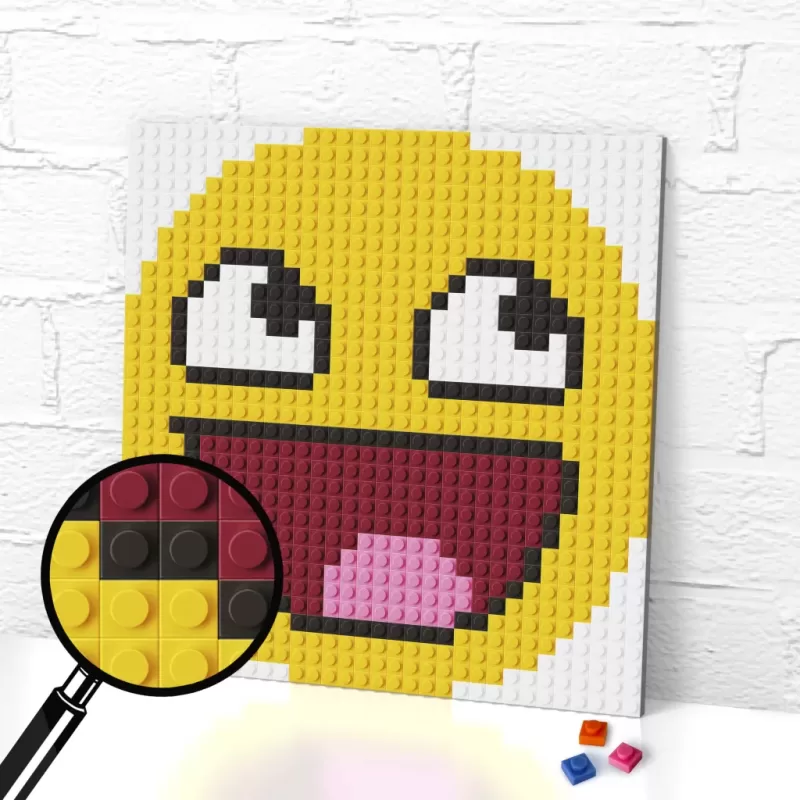 Epic Face Emoji Pixel Art Brick Mosaic