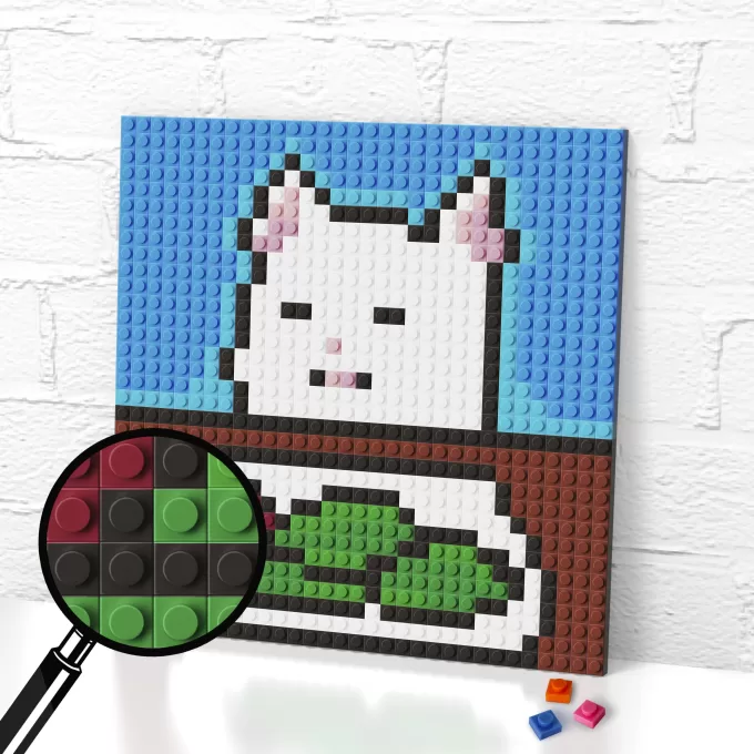 Confused Cat Meme lego pixel art render