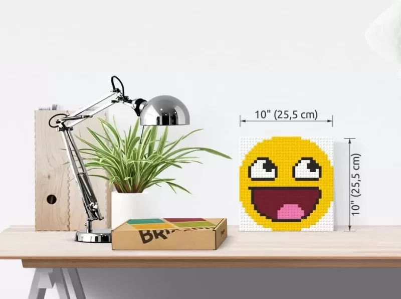 Epic Face Emoji Pixel Art Brick Mosaic