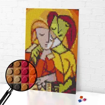 two girls reading, picasso mosaic